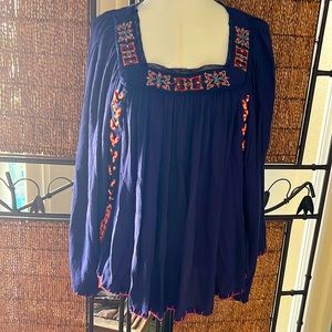 Rocks & Indigo Boho Blouse Indigo Blue Sz. M